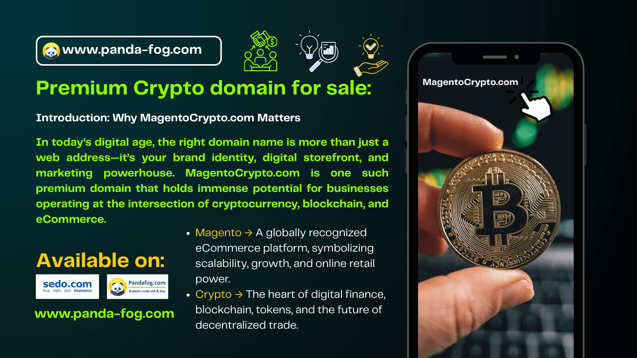 MagentoCrypto.com – Premium Crypto & eCommerce Domain Sale